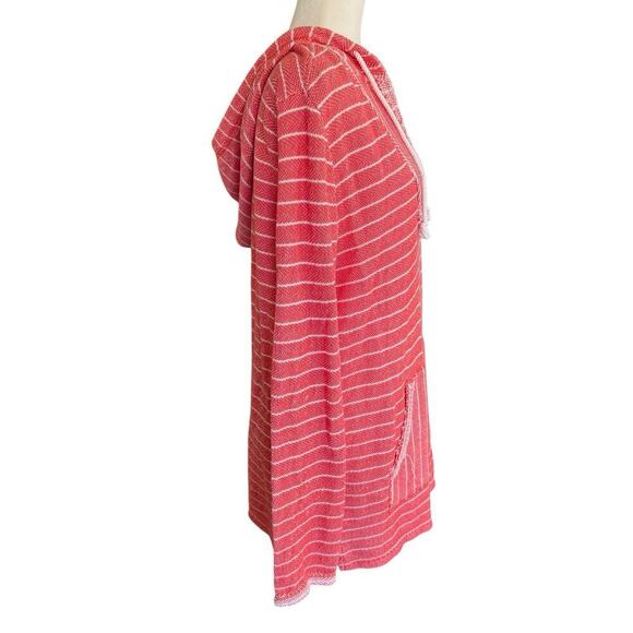 Natural Reflections Womens Size L Orange Striped Hibiscus Pulliver Hoodie - Picture 5 of 11